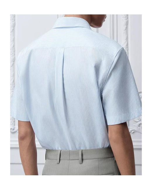Dior Blue Striped Collared Short-Sleeve Shirt for men