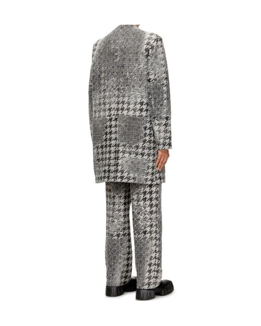 DIESEL Gray Prince Of Wales Jacquard Denim Coat for men