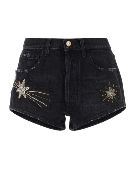 Alanui Blue The Wandering Star Mid-Rise Denim Shorts