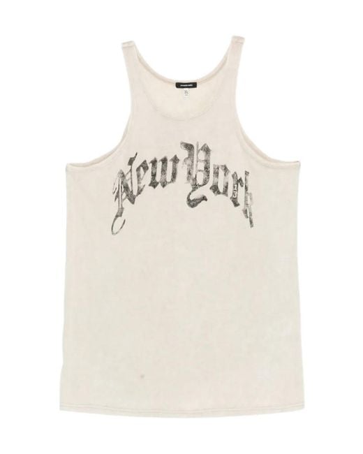 R13 Natural New York Printed Tank Top
