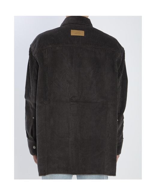 AMI Black Corduroy Velvet Overshirt for men