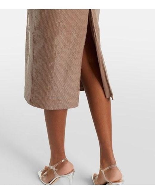 Alex Perry Brown Sequined Strapless Midi Dress