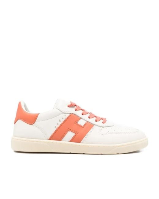 Hogan Pink Logo Detailed Lace-Up Sneakers