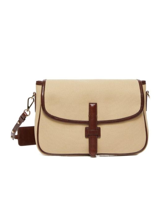 Weekend by Maxmara Natural Canvas And Leather Shoulder Bag