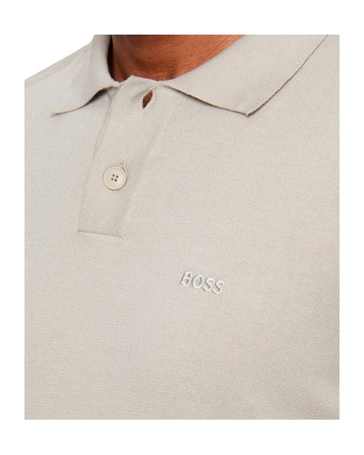 Boss Gray Collared Long-Sleeved Knit Sweater for men