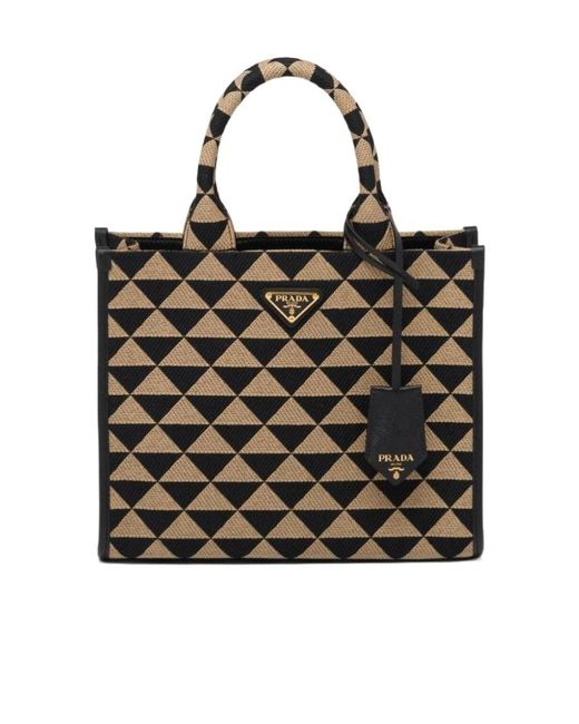 Prada Black Small Symbole Jacquard Fabric Handbag