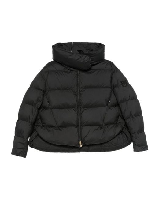 Pinko Black Zip-Up Hooded Coat