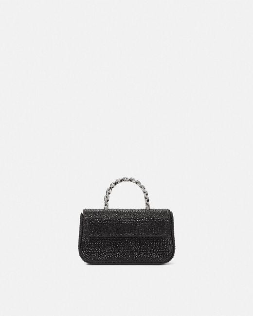 Versace Black La Medusa Embellished Chain-Linked Mini Tote Bag