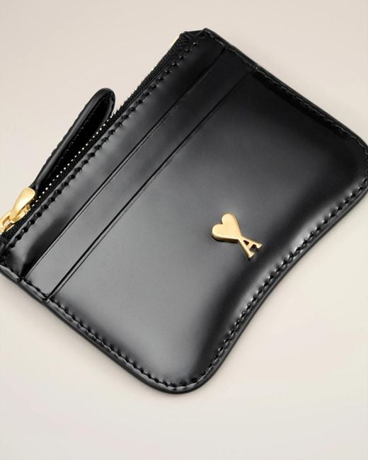 AMI Black Paris Zipped Card Holder