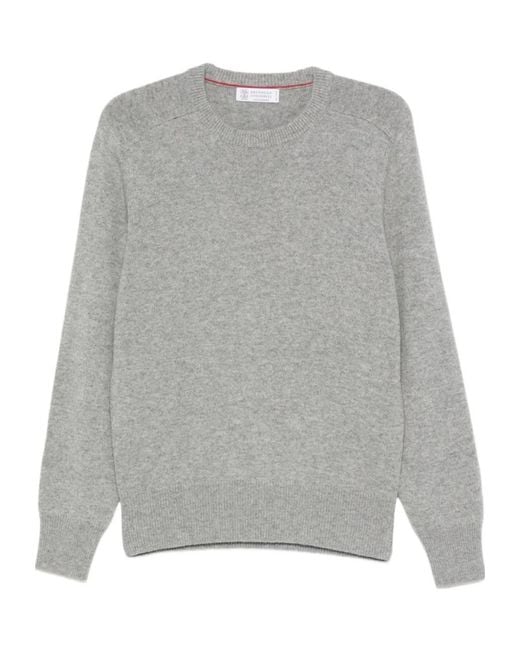 Brunello Cucinelli Gray Cashmere Sweater for men