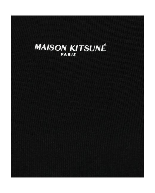 Maison Kitsuné Black Maison Kitsuné Ribbed Logo Tank Knitted Dress