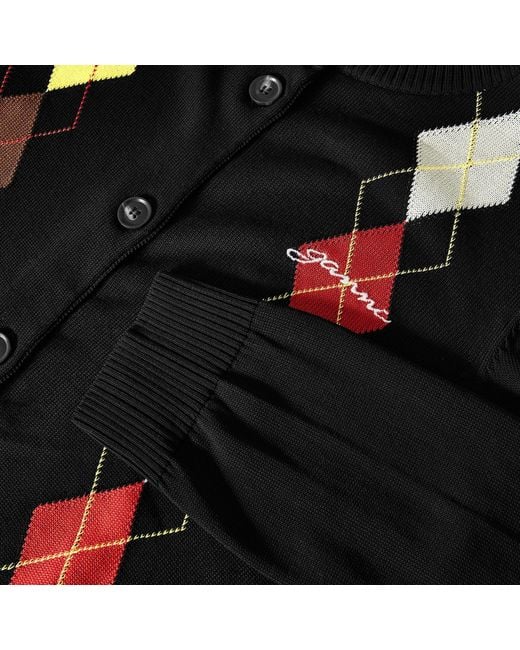 Ganni Black Argyle Cardigan