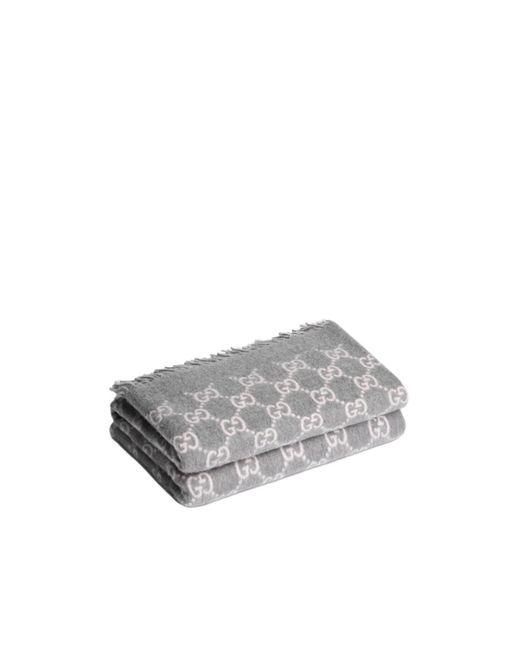 Gucci Gray Reversible Gg Wool And Cashmere Blanket for men