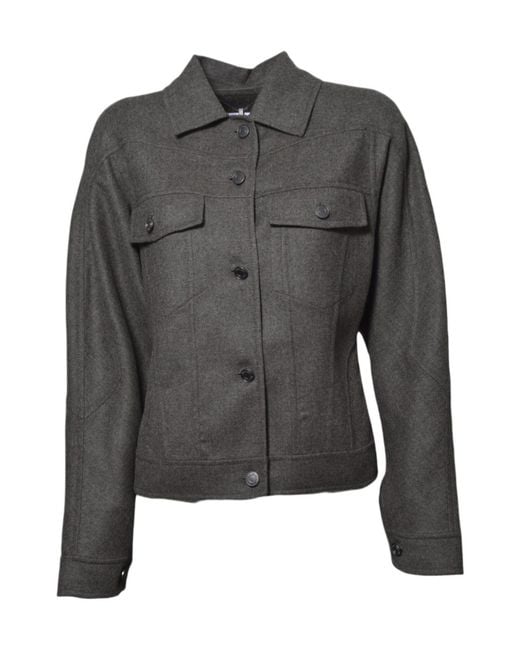 Max Mara Gray Button-Up Single Breasted Jacket