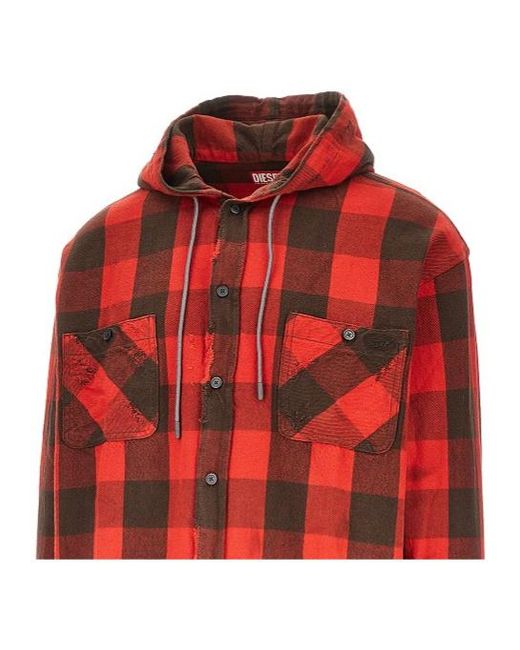 DIESEL Red Plaid Shirt for men