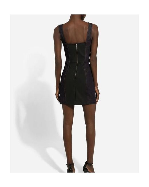 Dolce & Gabbana Black Cotton Denim Corset Dress