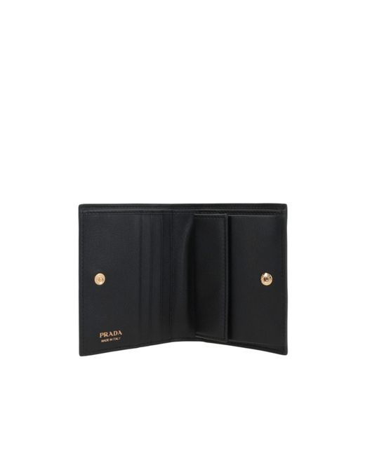 Prada Black Logo-Stamp Bi-Fold Wallet