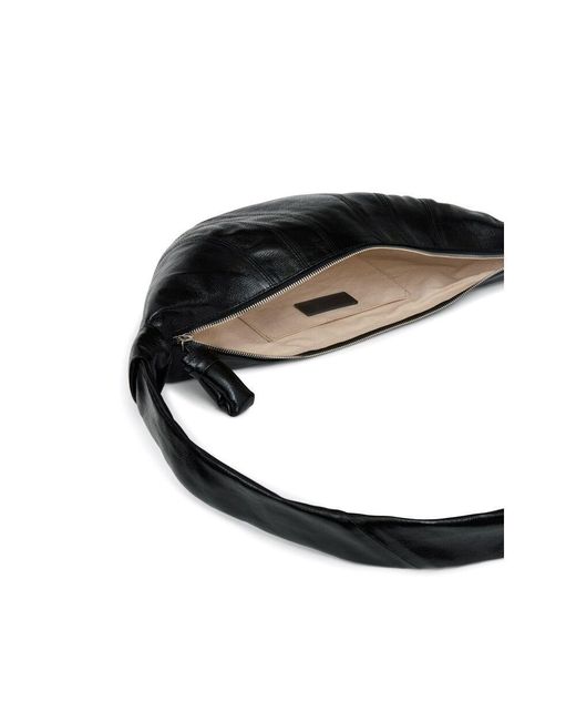 Lemaire Black Croissant Zip-Up Medium Crossbody Bag