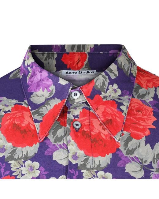 Acne Red Flower Printed Shirt for men