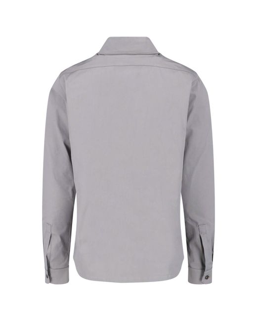Rick Owens Gray Collared Long-Sleeved Shirt for men