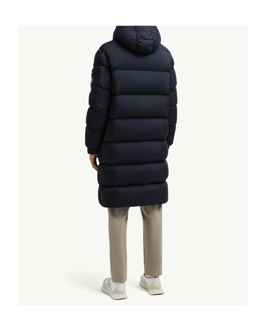 Moncler Blue Hanoverian Hooded Long Down Jacket for men