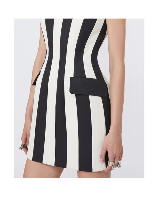Sportmax Black Hourglass Striped Sleeveless Mini Dress