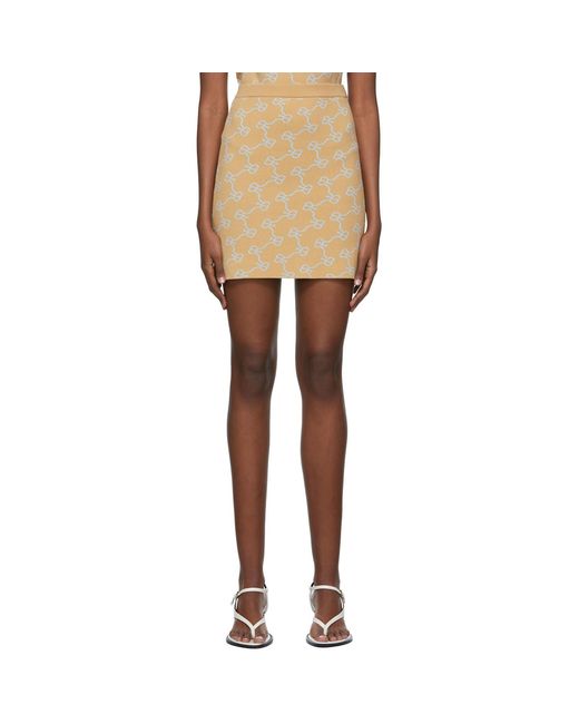 ROKH Natural Monogram Pattern Knitted Skirt