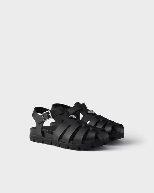 Prada Black Rubber Cage Sandal for men