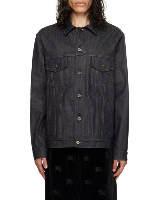 Burberry Black Logo-Patch Denim Jacket for men