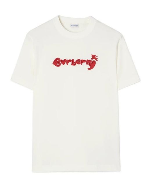Burberry White Heart Logo Cotton T-Shirt for men