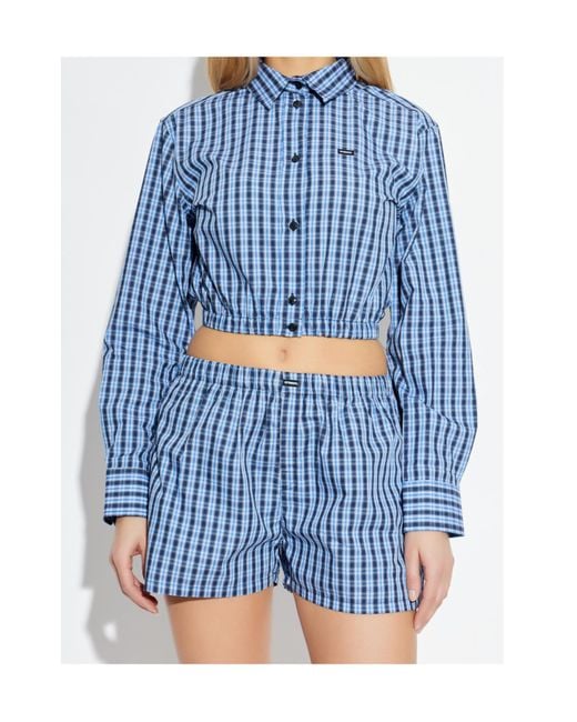 Vetements Blue Plaid Copped Shirt