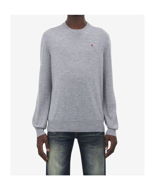 McQueen Gray Wool Skull Sweater for men
