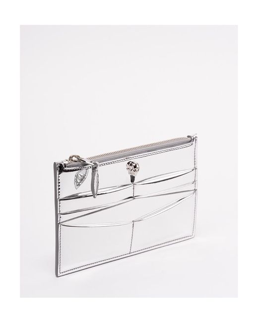 McQueen White Metallic Zipped Cardholder