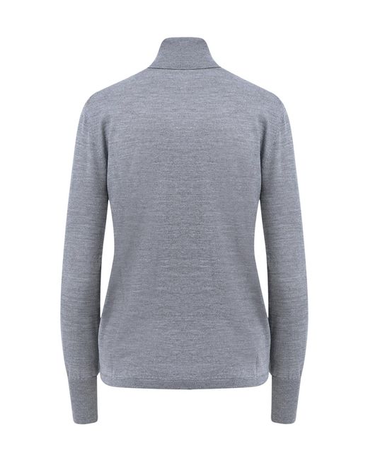 Aspesi Gray Roll-Neck Ribbed-Trim Fine-Knit Top