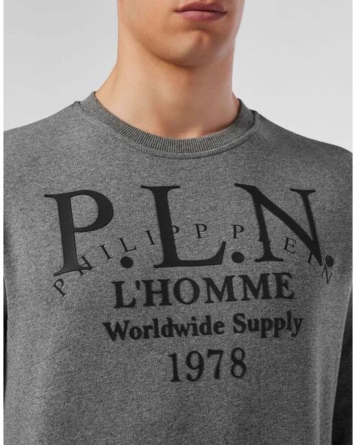 Philipp Plein Gray Logo Printed Sweater for men