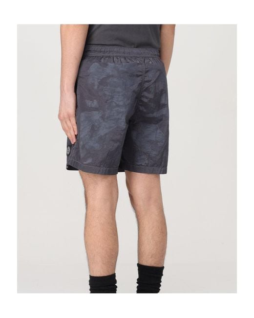 Stone Island Blue Compass Patch Swim Shorts for men