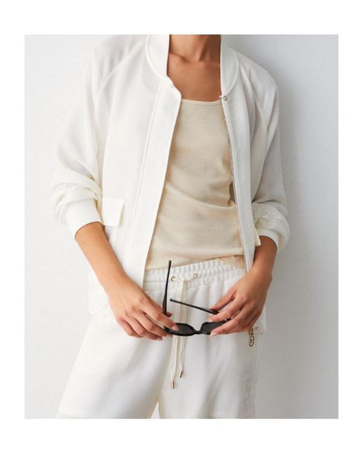 Liu Jo White Long Sleeve Bomber Jacket