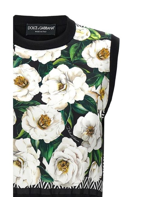 Dolce & Gabbana Black Floral Printed Knitted Vest
