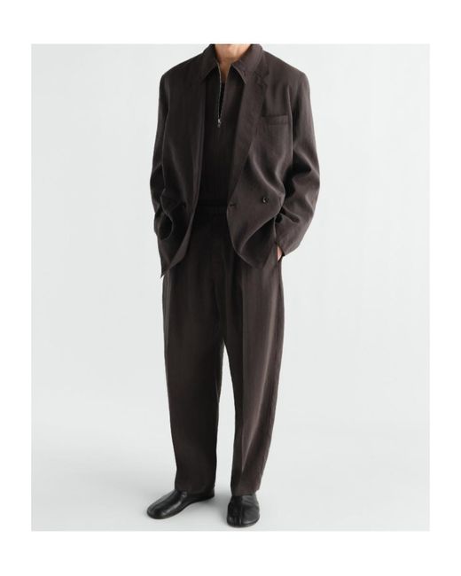Lemaire Black Double-Breasted Relaxed Blazer for men