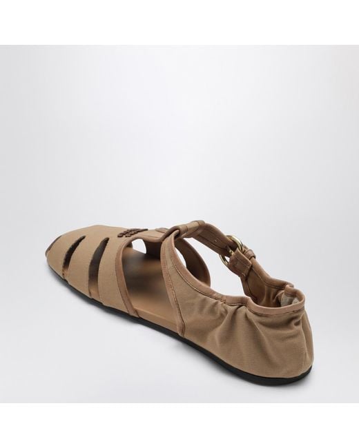 Miu Miu Brown Cotton-Leather Fisherman Sandals