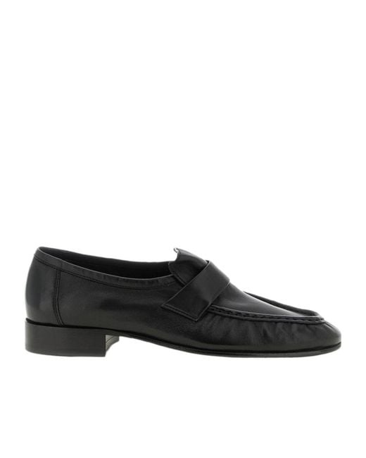 The Row Black Round-Toe Loafers