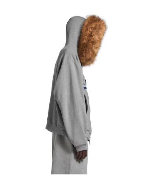 Balenciaga Gray Luxury Script Oversized Zip-Up Hoodie for men