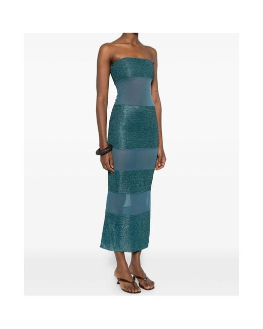 Oseree Blue Glitter Panel Dress