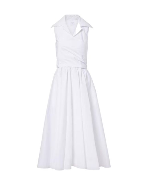 Patou White Pleated Midi Dress