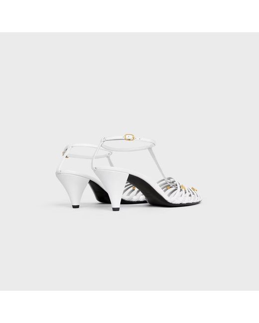 Céline White Cage Heeled Sandal
