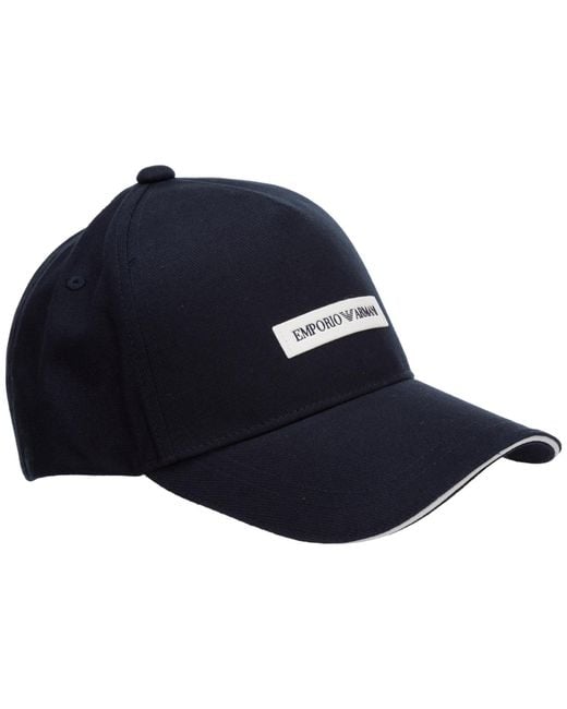Emporio Armani Blue Logo-Patch Curved Peak Baseball Cap for men