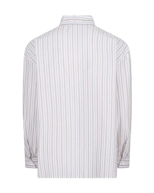 Peserico White Striped Long-Sleeve Shirt
