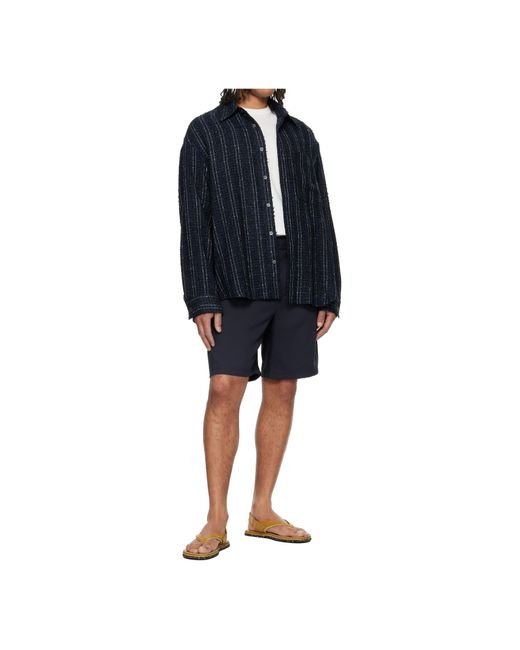 Wooyoungmi Blue Embroidered Logo Twill Shorts for men