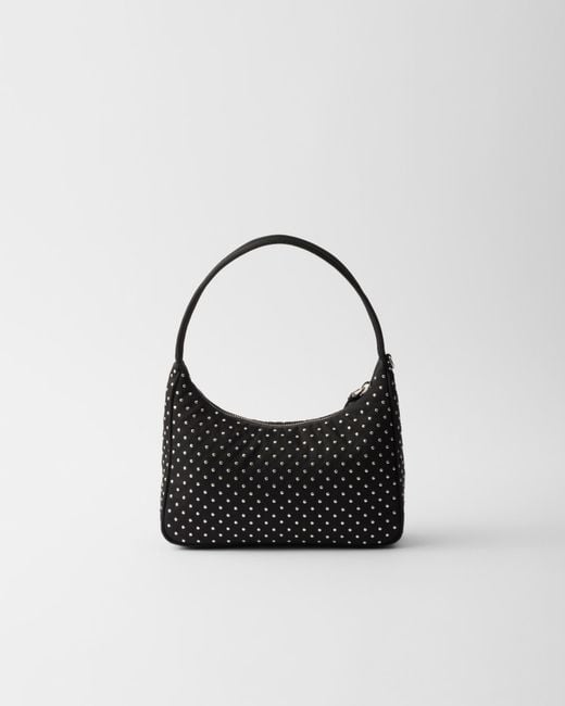 Prada Black Re-Edition Re-Nylon Mini Bag With Studs