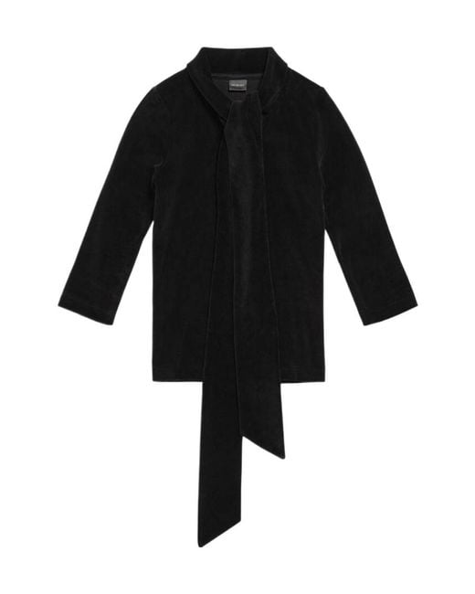Balenciaga Black Turtleneck Scarf Fitted Top